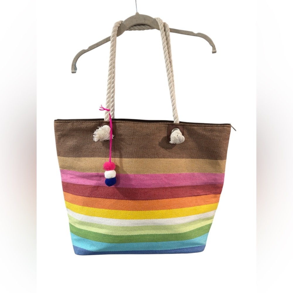 Colorful‎ Striped Beach Tote Bag